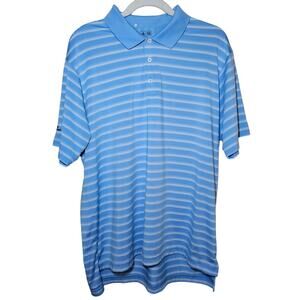 ADIDAS GOLF POLO CLIMALITE Light Blue Striped Mens Large Baker National Golfing